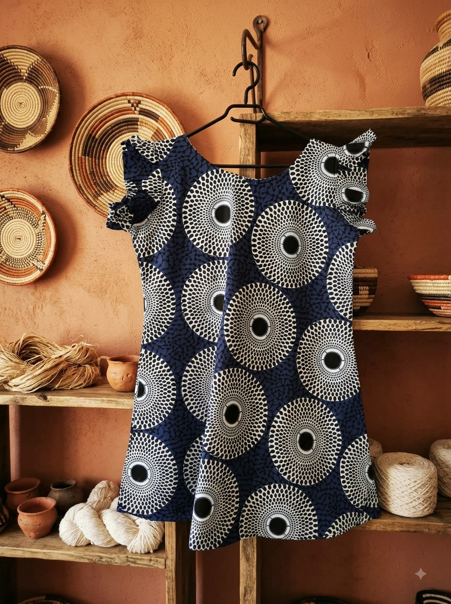 Robe Tunique Mi-Longue en Wax