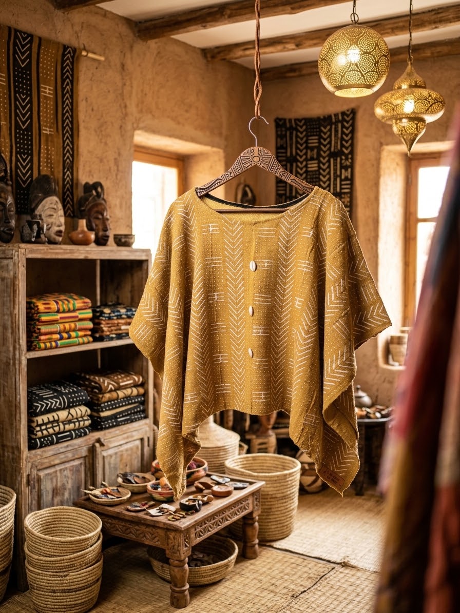 Poncho Bogolan Authentique – Style Ethnic Chic
