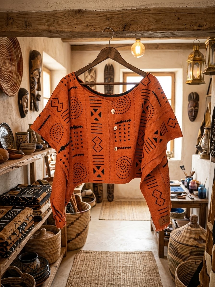Poncho Bogolan Authentique – Style Ethnic Chic