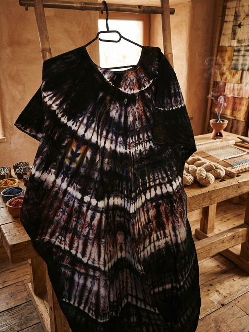 Boubou Kaftan en Batik – Teinture Végétale & Qualité Supérieure