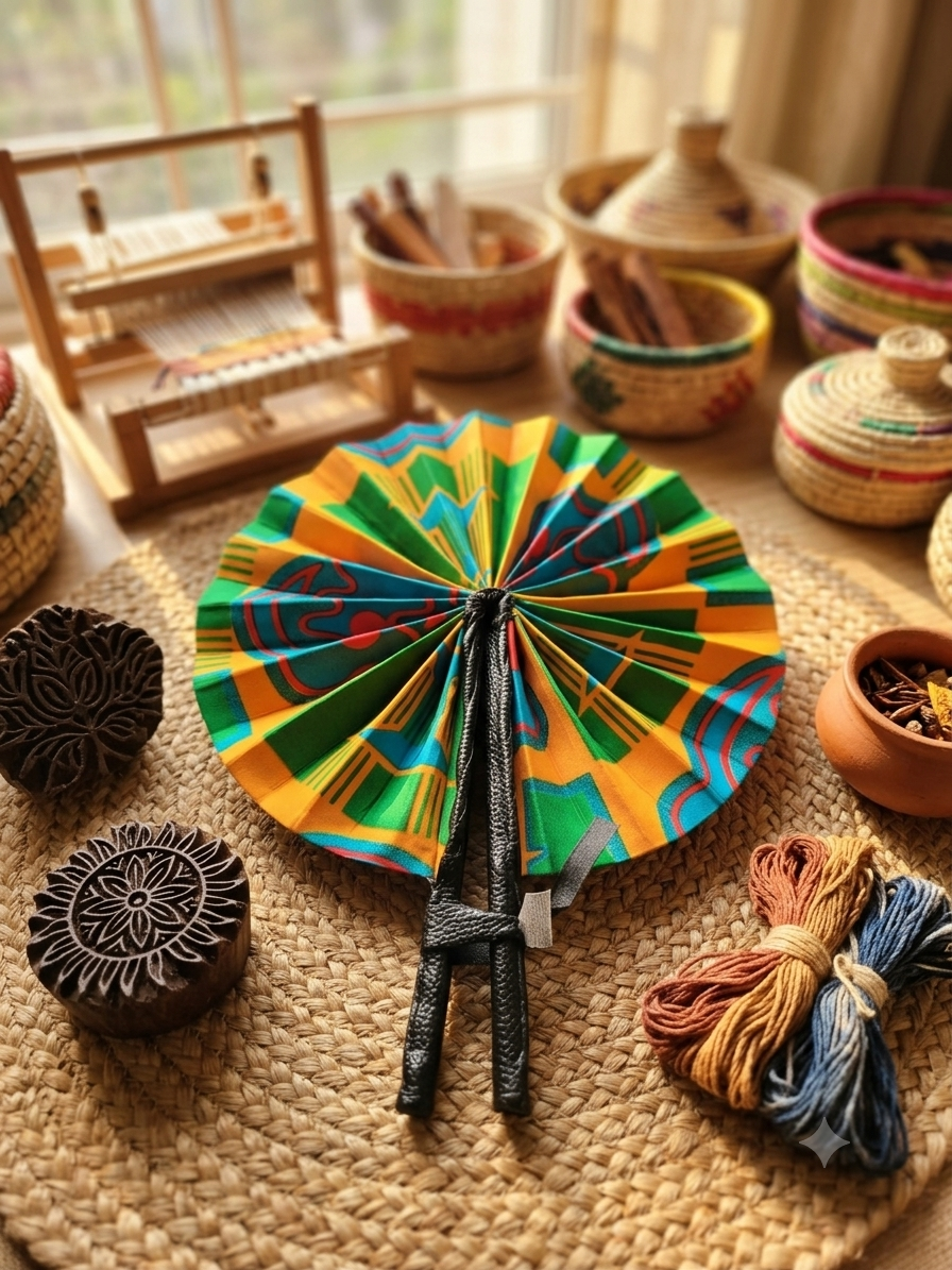 Éventail Pliable en Wax Artisanal — Élégance & Fraîcheur