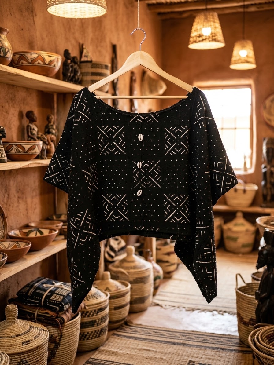 Poncho Bogolan Authentique – Style Ethnic Chic