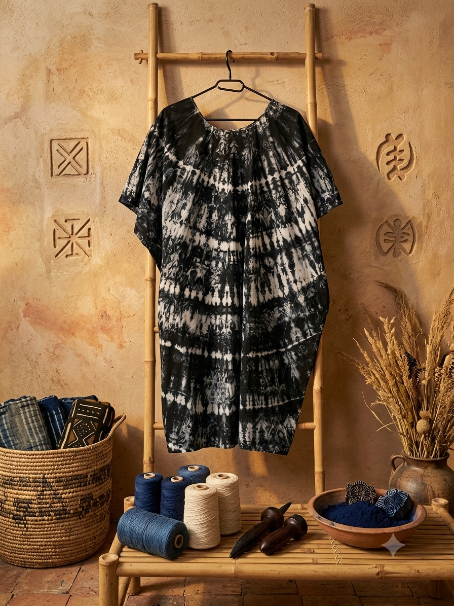 Boubou Kaftan en Batik – Teinture Végétale & Qualité Supérieure