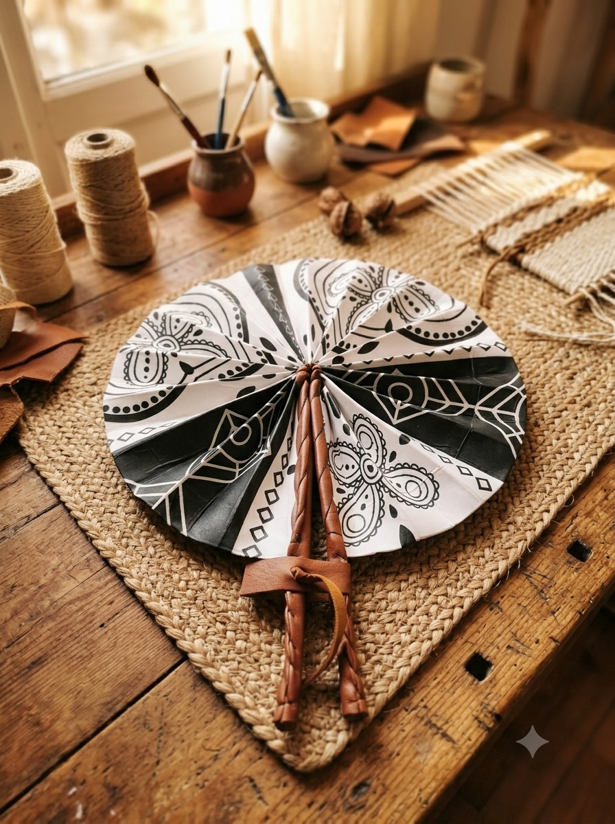 Éventail Pliable en Wax Artisanal — Élégance & Fraîcheur