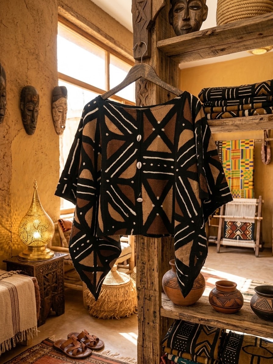 Poncho Bogolan Authentique – Style Ethnic Chic