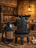 Sac à Dos Roll-Top en Bogolan & Simili Cuir Noir – Collection Urban Dogon