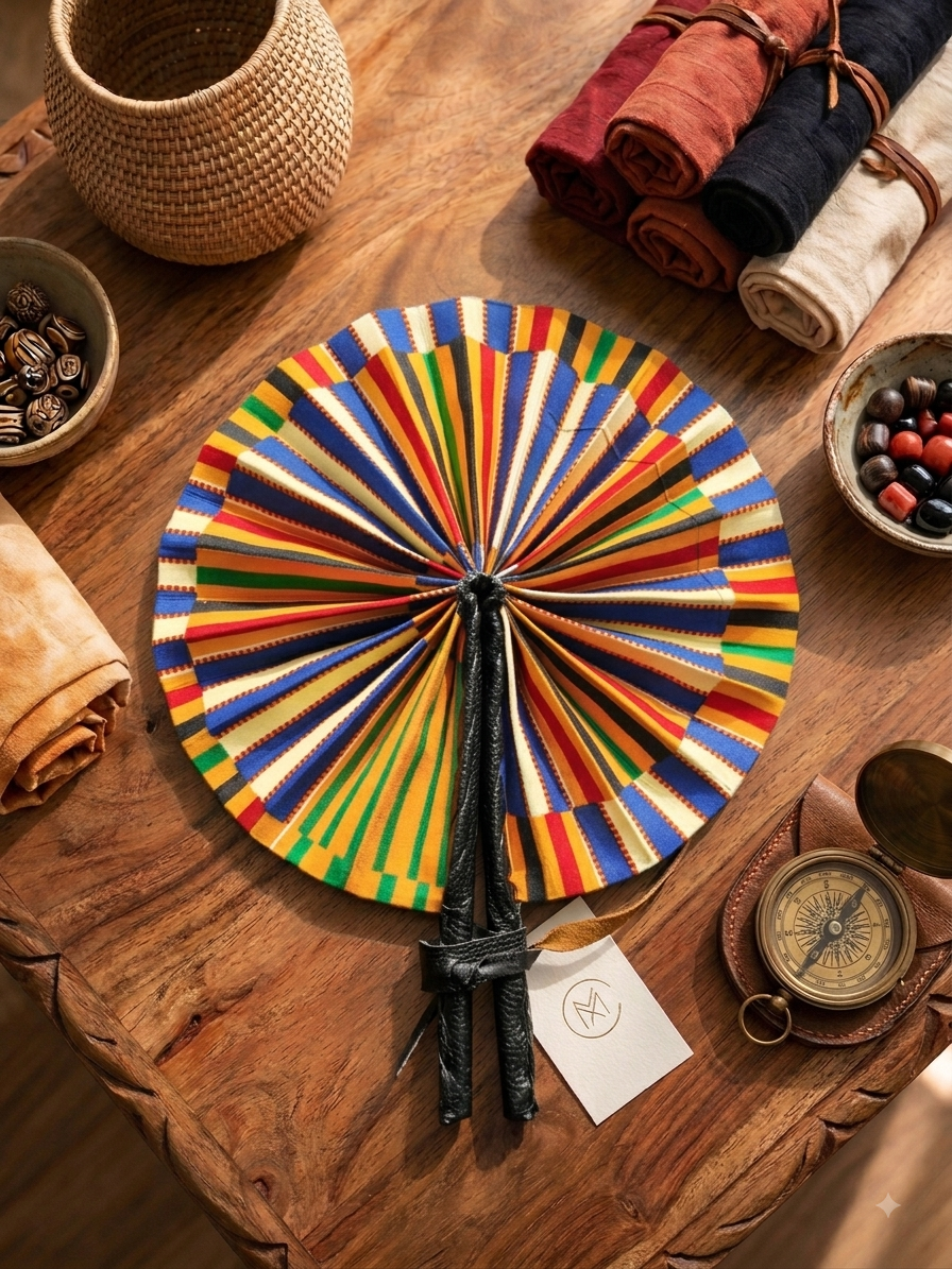 Éventail Pliable en Wax Artisanal — Élégance & Fraîcheur