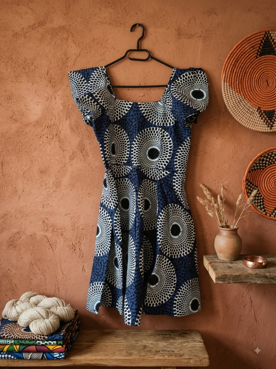 Robe Tunique Mi-Longue en Wax